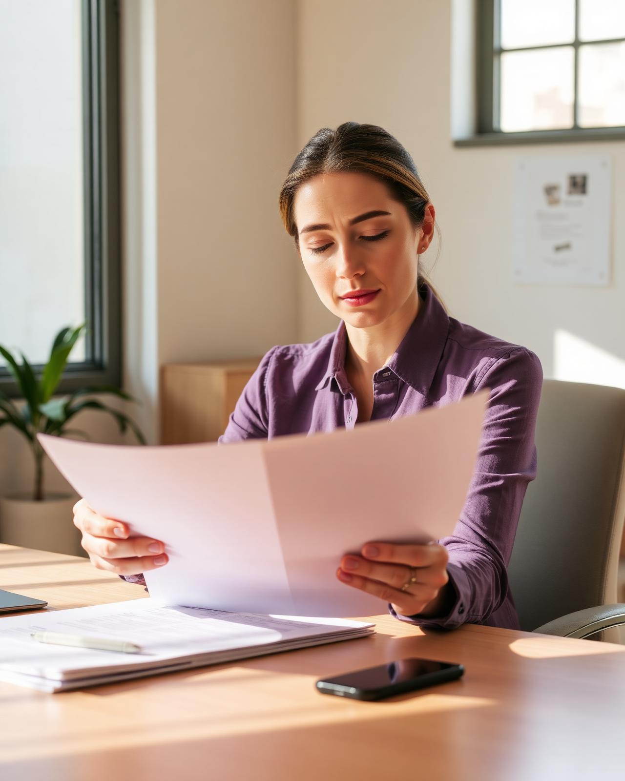 Personne préparant son dossier RQTH dans un bureau lumineux