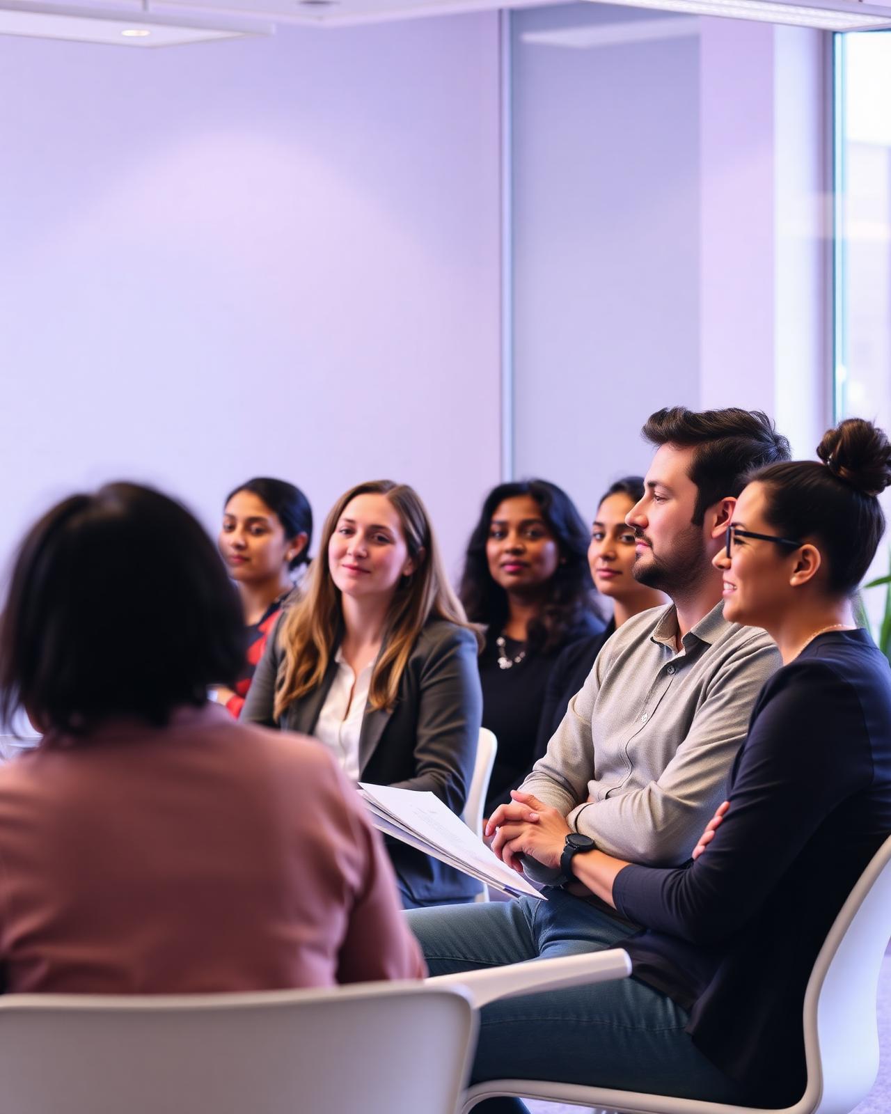 Équipe attentive lors d'une session de sensibilisation